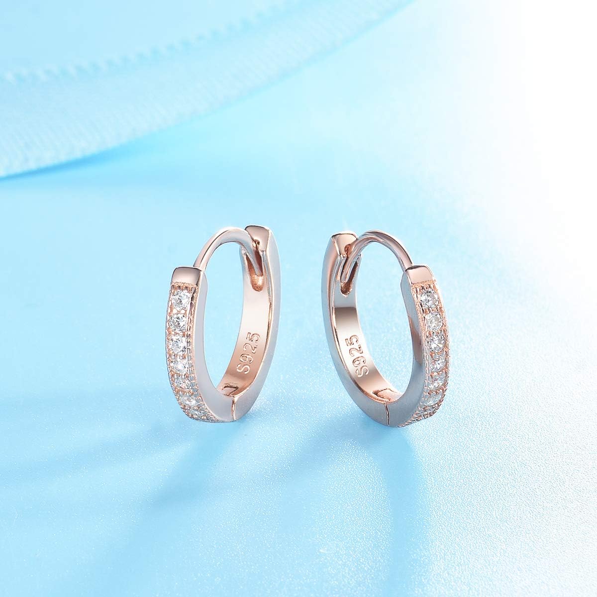Detalle de Shuxin Creolen aus 925 Sterling Silber mit AAA Zirkonia – 13 mm Schlafkreolen in Geschenkbox