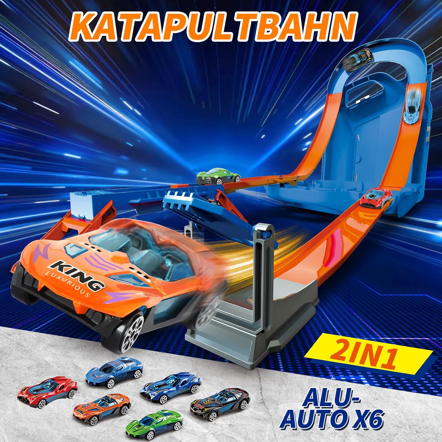 Thumbnail 1 de Charmofun Autorennbahn mit 6 Autos und Looping