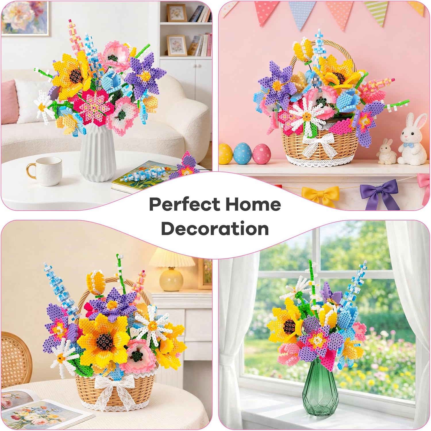 Thumbnail 6 de WEVOL Bügelperlen Bastelset Blumen mit 4.300 Steckperlen (5 mm), 16 Farben, 14 Vorlagen & Aufbewahrungsbox