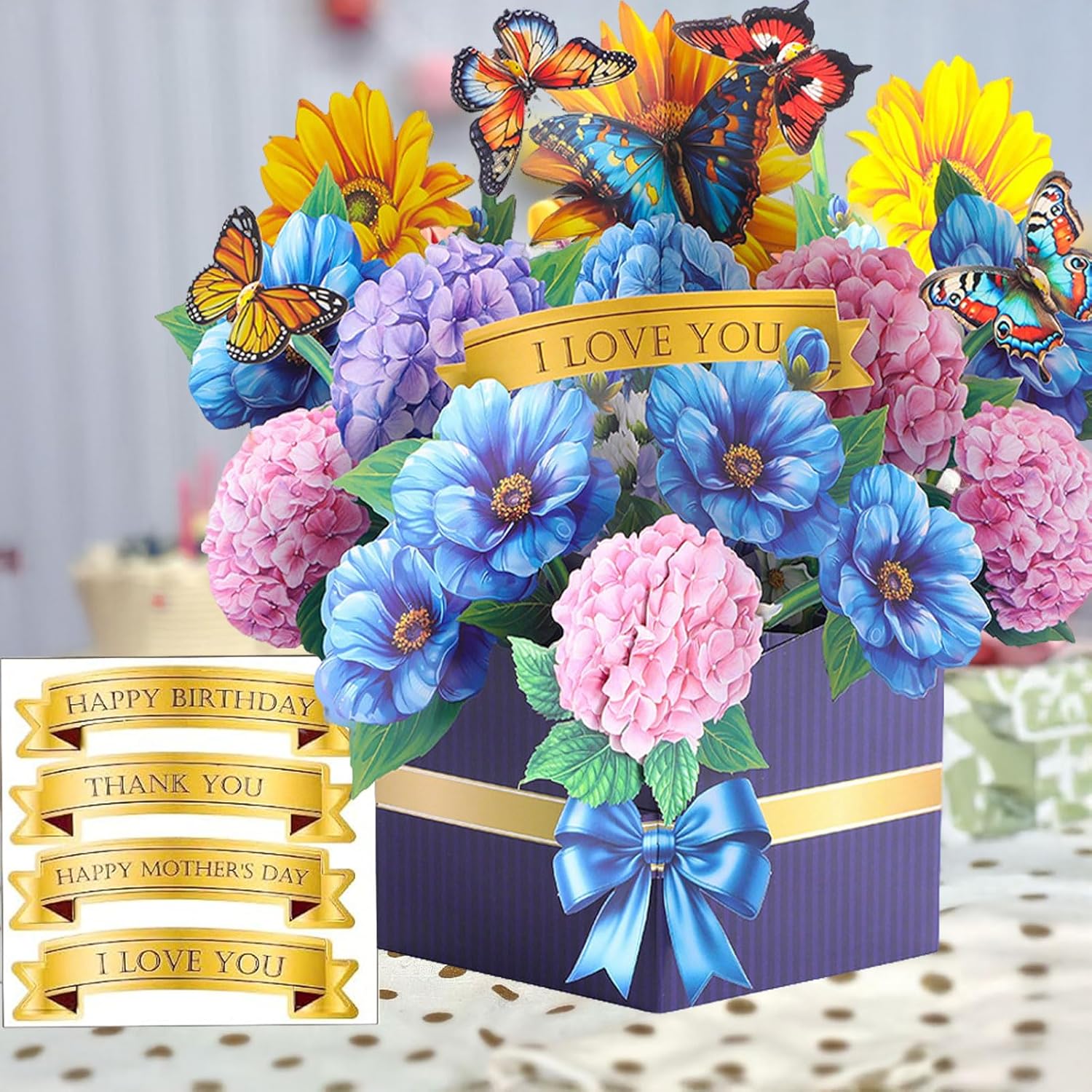 Detalle 2 de Joybble 3D Flower Pop Up Birthday Cards for Women – Personalised Floral Cards with Envelope