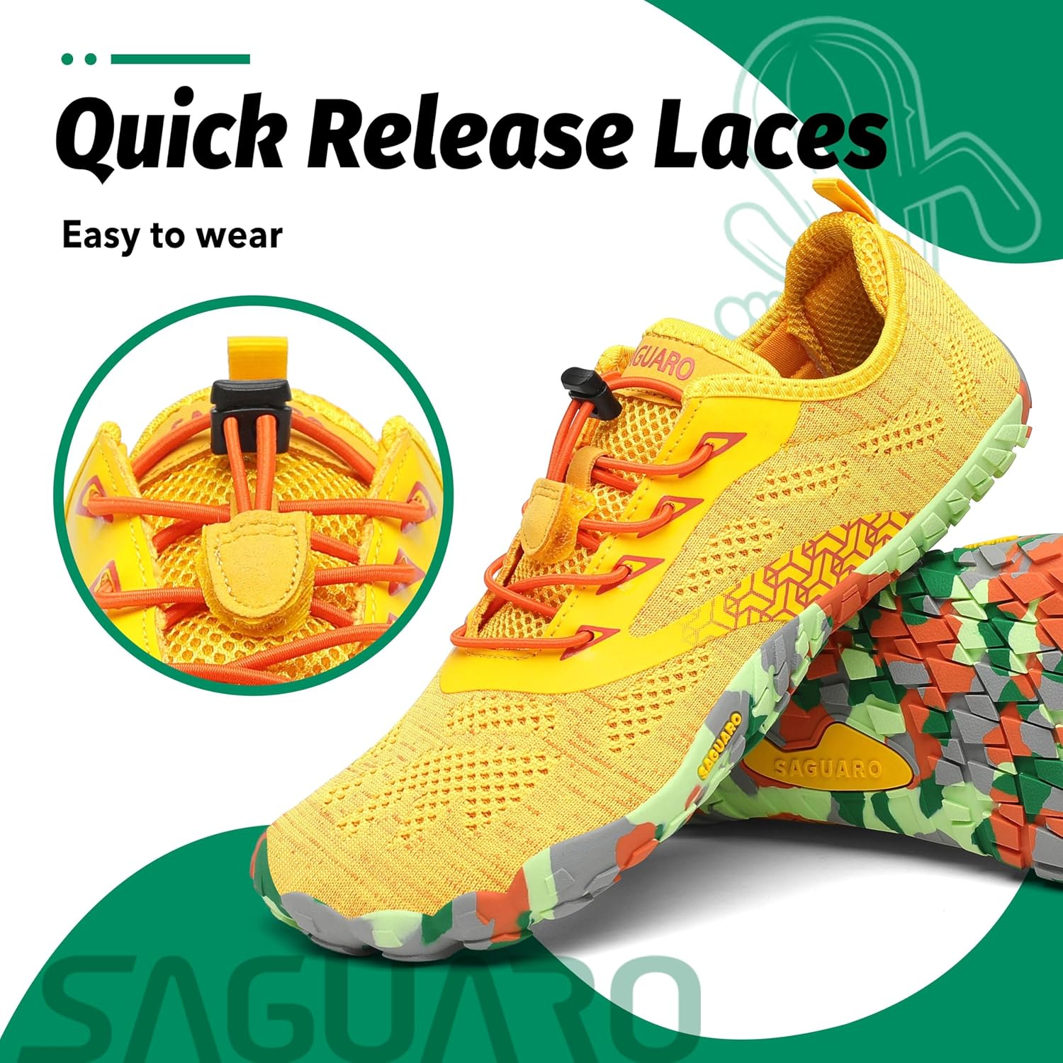 Detalle de SAGUARO Chaussure Minimaliste Homme/Femme – Chaussure barefoot polyvalente jaune 43 EU