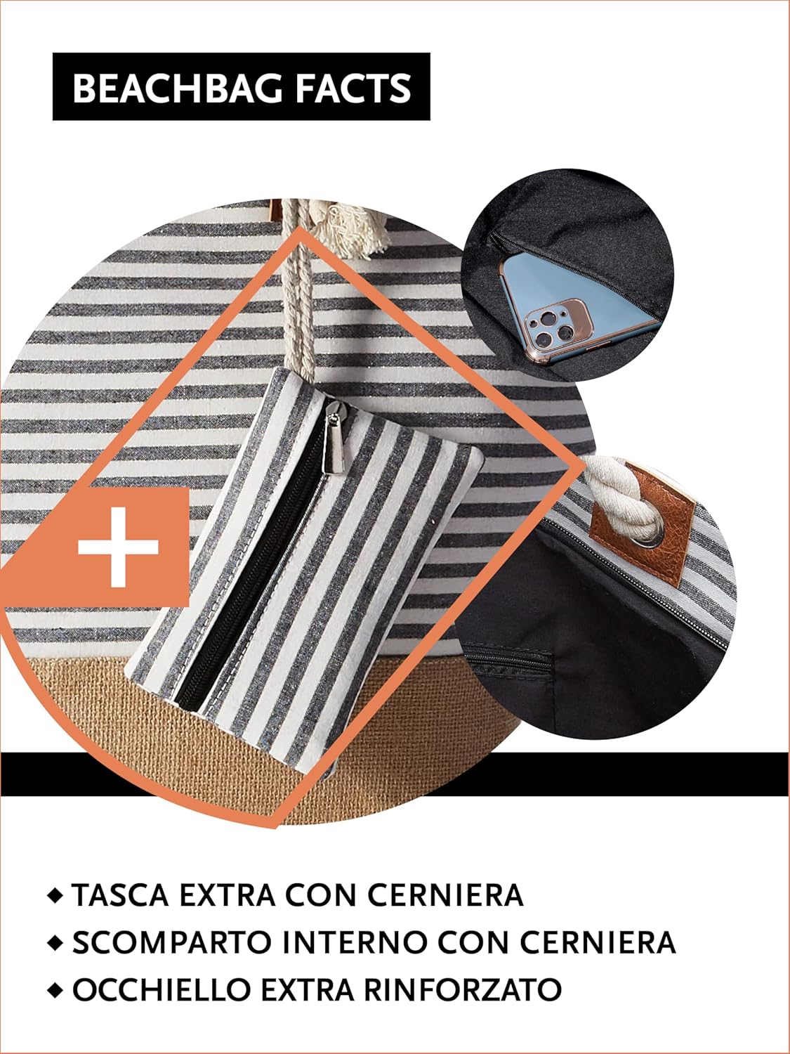 Thumbnail 2 de DonDon Grande – Borsa da spiaggia idrorepellente con cerniera: spazio, stile e praticità