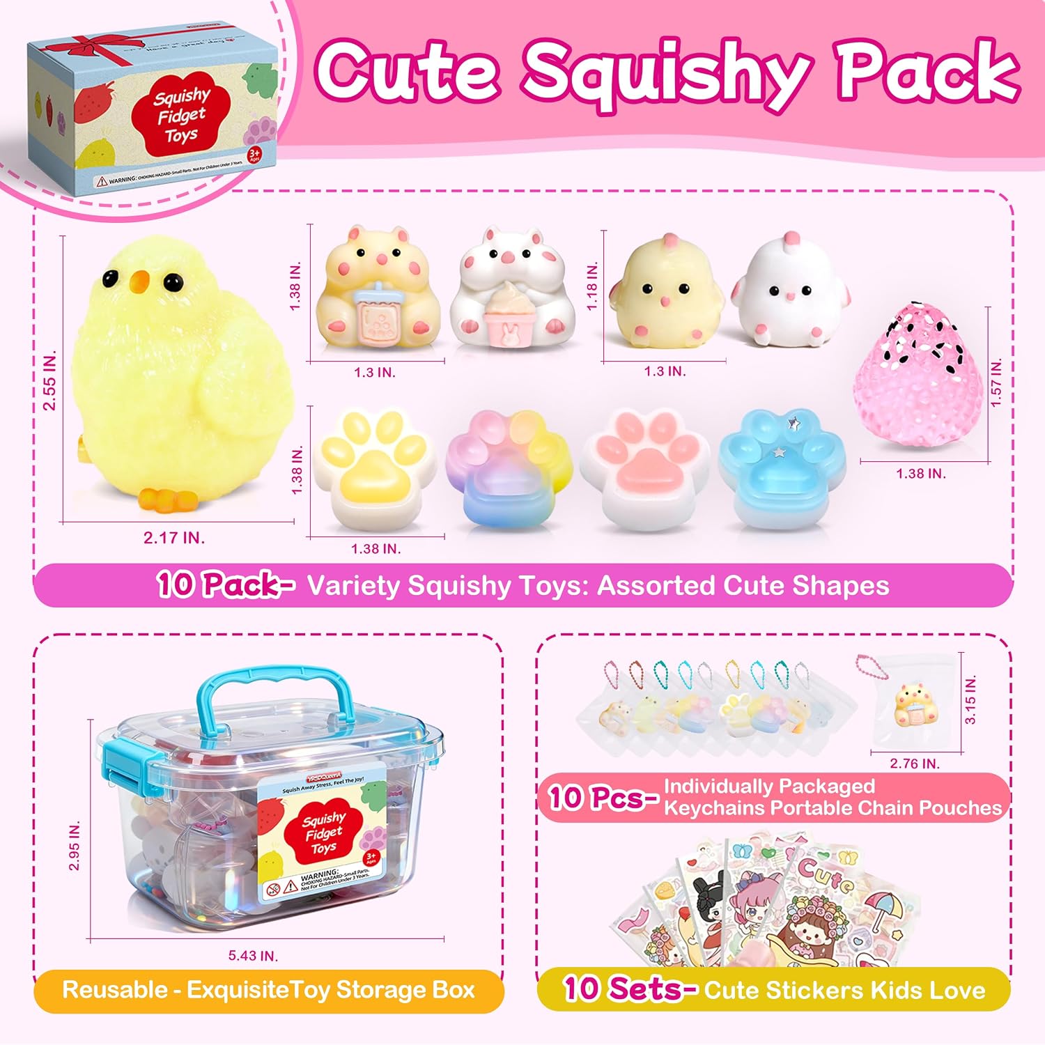 Detalle de 10 Pack Taba Squishy Toys Kit with Toy Box