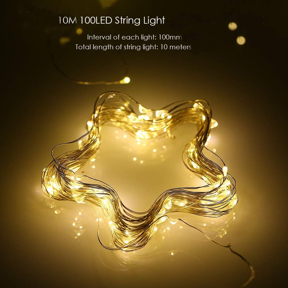 Detalle de EShing ES0020011-8 100 LED Fairy Lights, 10 m, Warm White, IP65