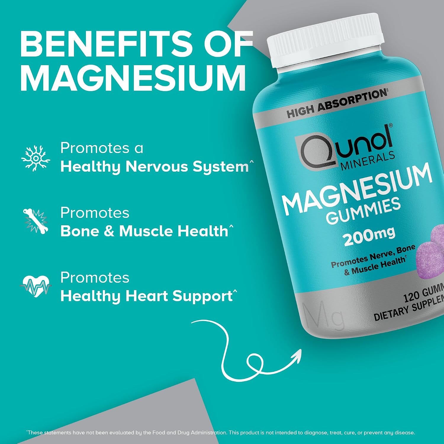 Detalle 2 de Qunol Magnesium Citrate Gummies, 200 mg, Vegetarian, Berry, 120 Count