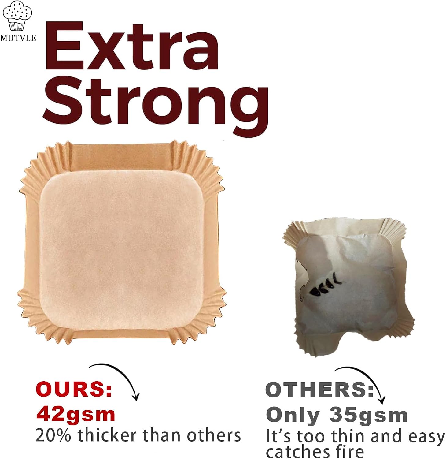 Detalle 2 de Large Air Fryer Paper Liners 9 Inch 125pcs