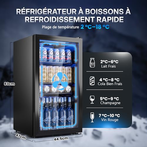 Detalle de TRIUMPHKEY Réfrigérateur à Boissons 90 L avec Porte Vitrée — Stockage jusqu’à 128 canettes