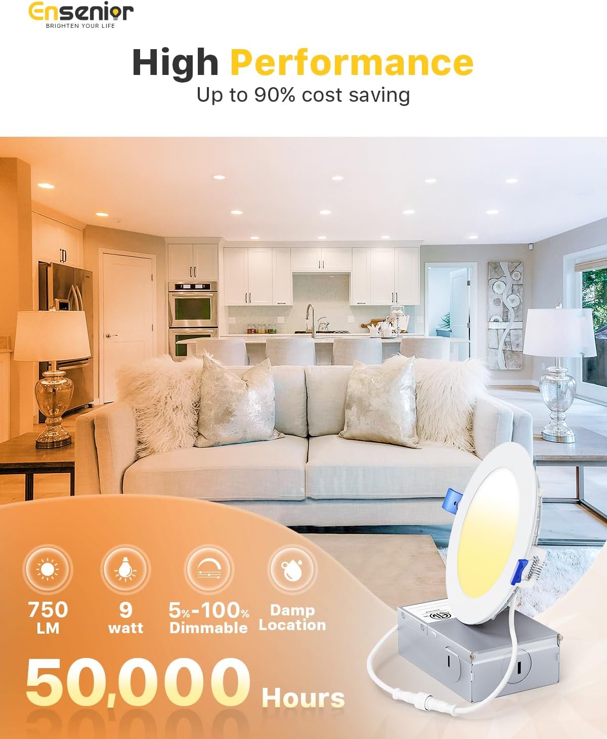 Detalle de 4 Inch Ensenior LED Recessed Lights 9W Pack
