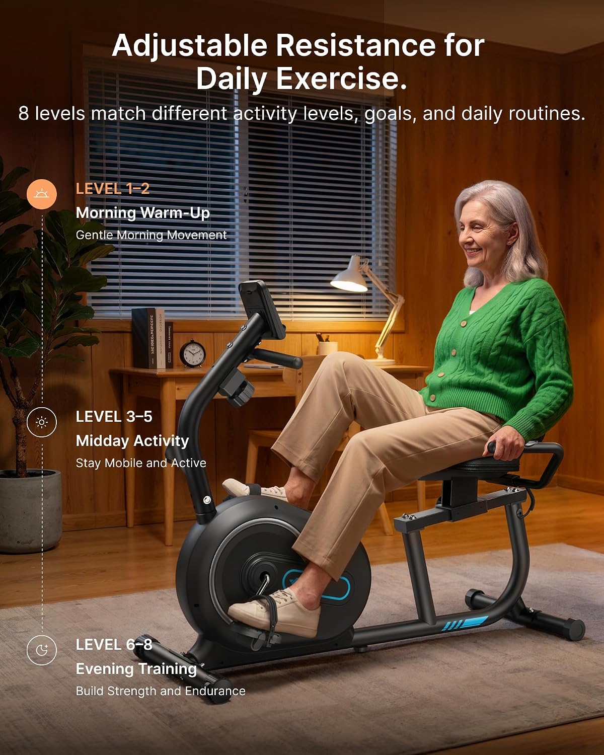 Detalle de MERACH Recumbent Exercise Bike with 8-Level Resistance