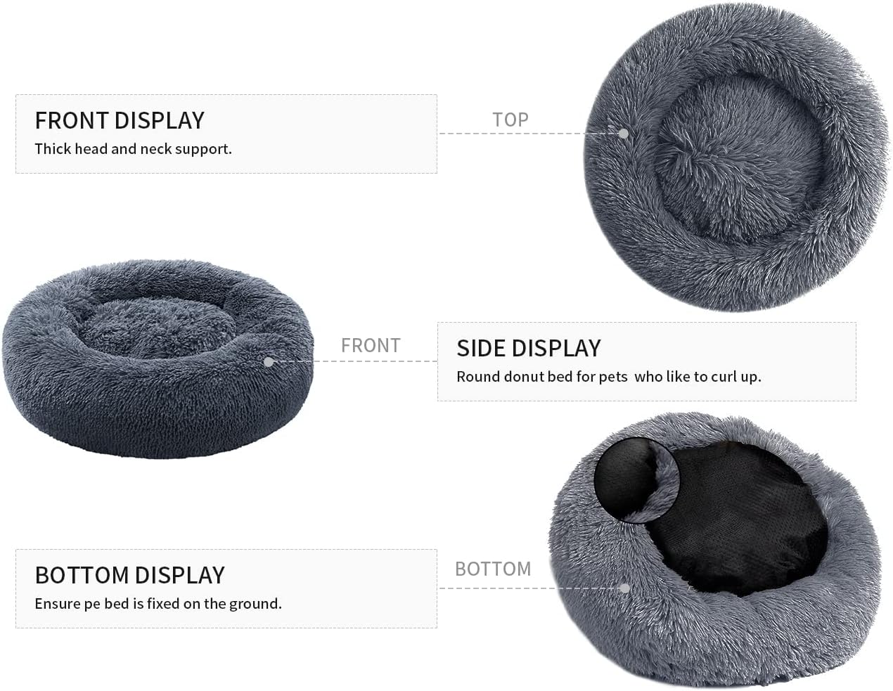 Thumbnail 2 de YOJOGEE Calming Donut Dog Bed 60×60cm