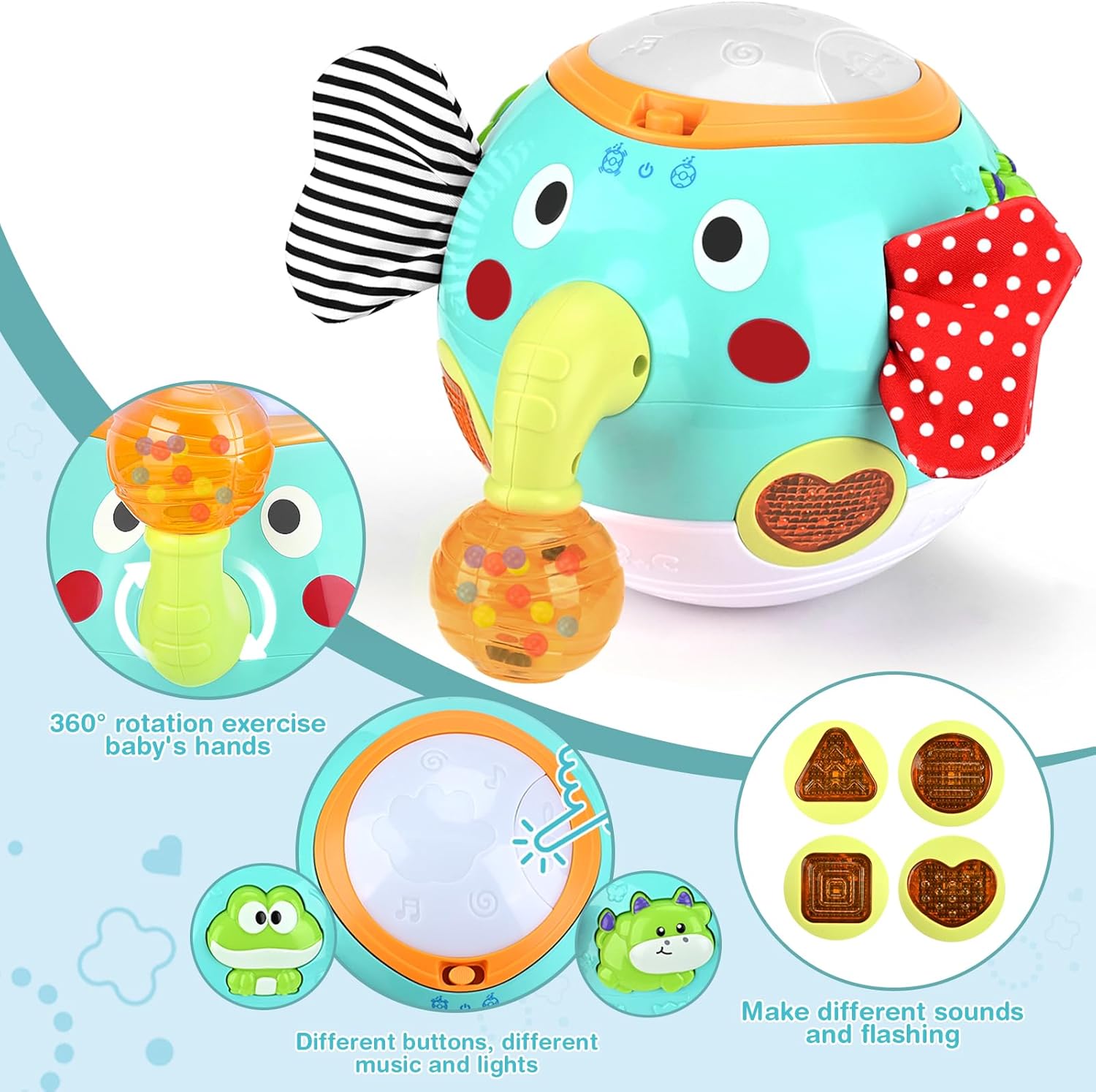 Detalle de Baby Toys 6 to 12 Months Crawling Elephant with Music and Sensory Play