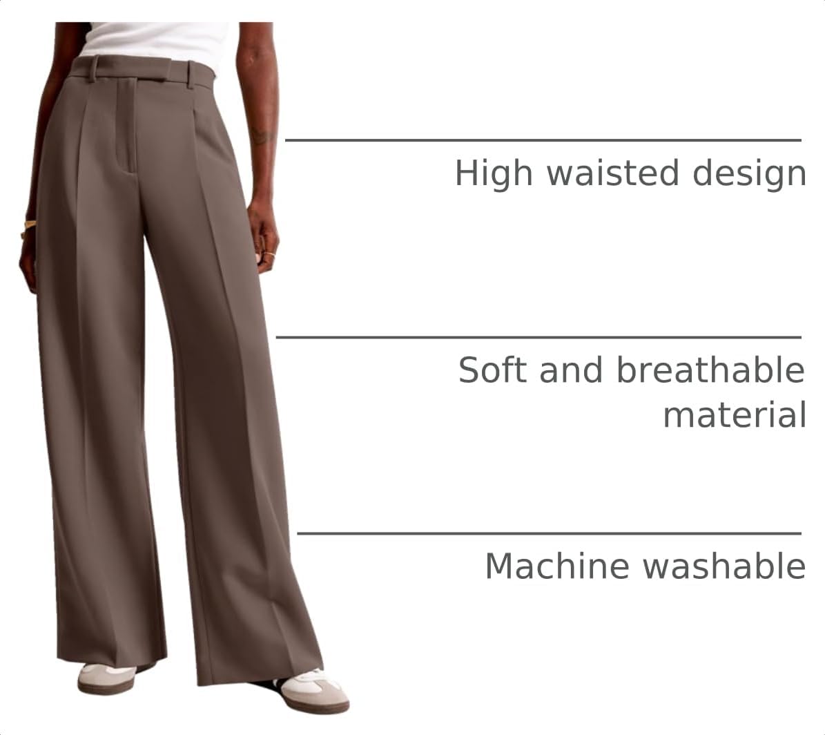 Detalle 2 de NIMIN Women's Wide-Leg Work Pants in a Polyester Blend