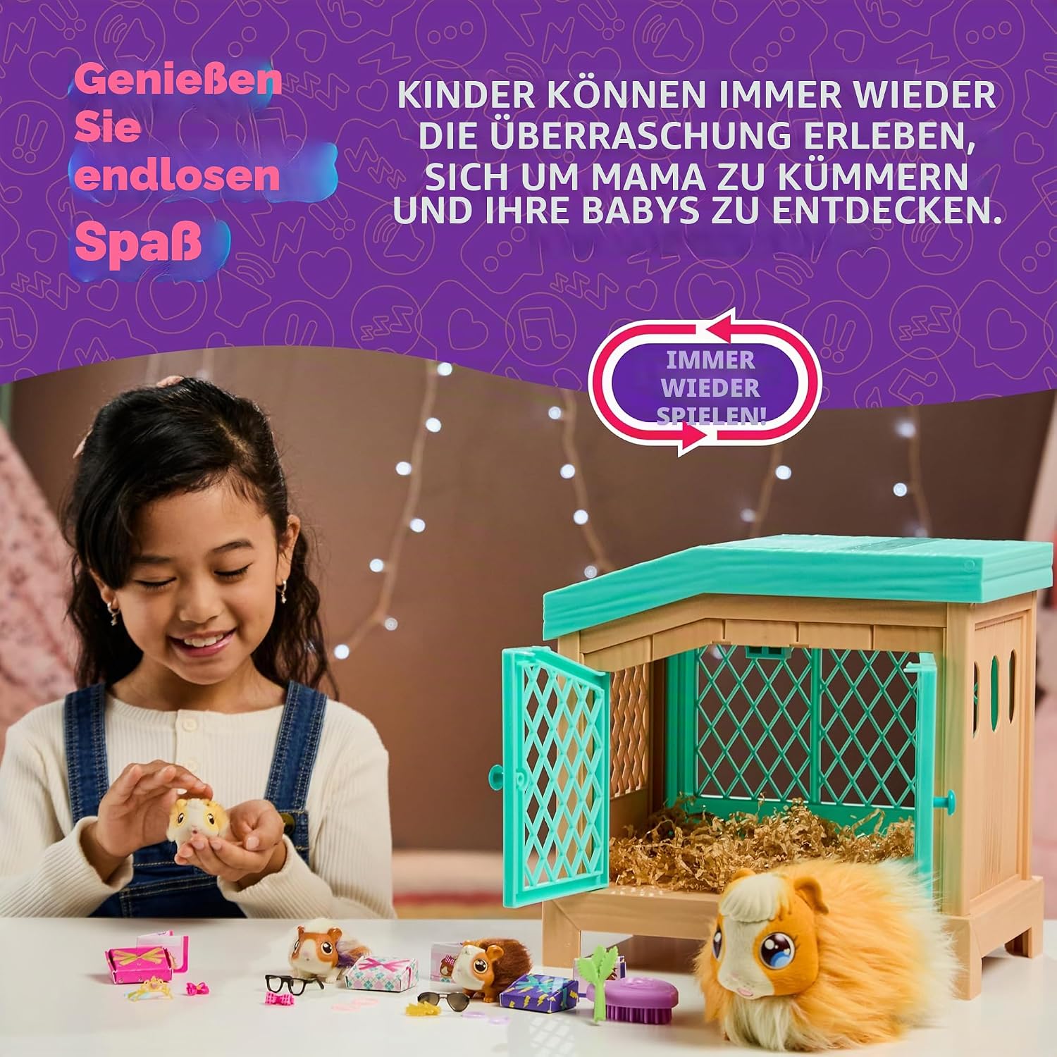 Detalle de Little Live Pets Mama Surprise – Interaktives Mama-Meerschweinchen mit Stall und 3 Überraschungsbabys