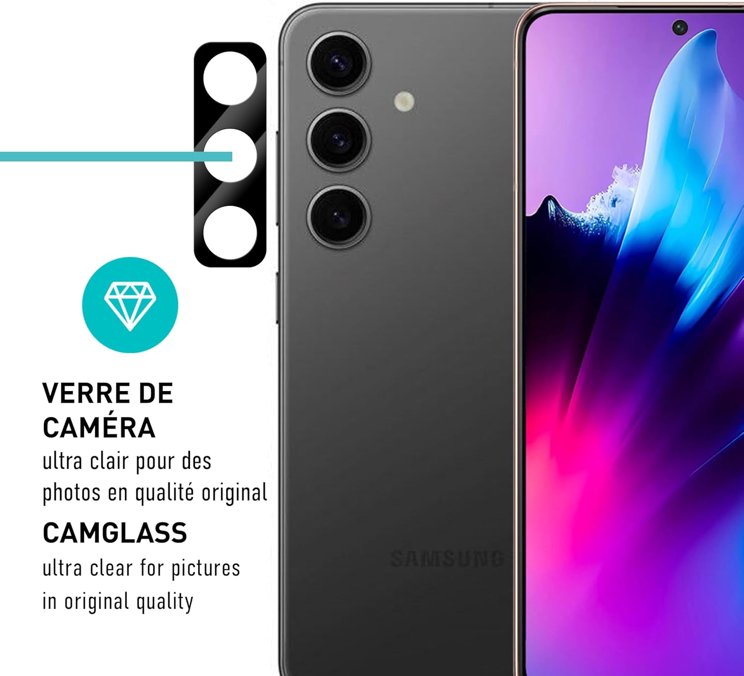 Thumbnail 6 de smartect Protecteur d’écran TPU [2 + 2 pièces] pour Samsung Galaxy S24 (écran + caméra) avec pose sans bulles