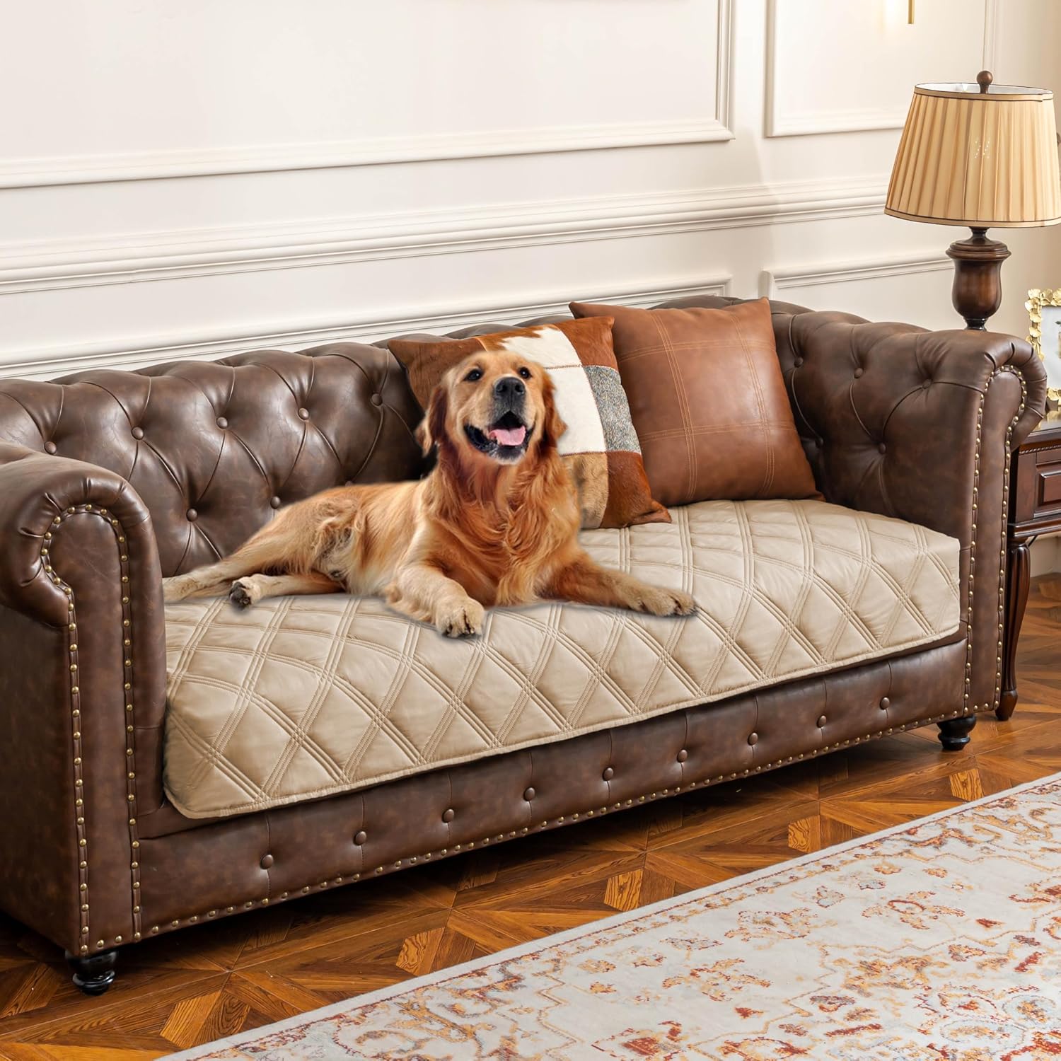 Detalle de Ameritex Waterproof Dog Bed Cover, Anti-Slip Microfiber Furniture Blanket