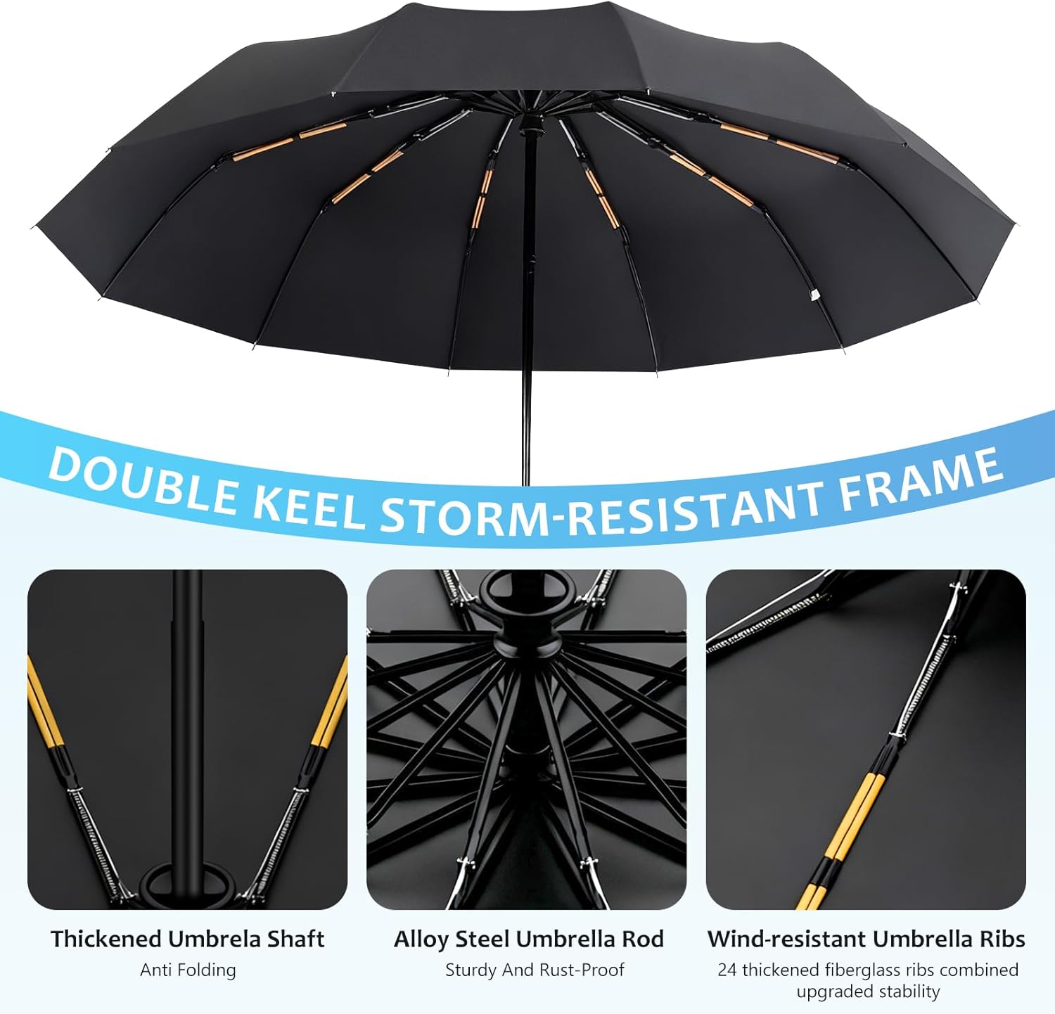 Thumbnail 2 de Exquisgoods 24K Windproof Travel Umbrella 24 ribs