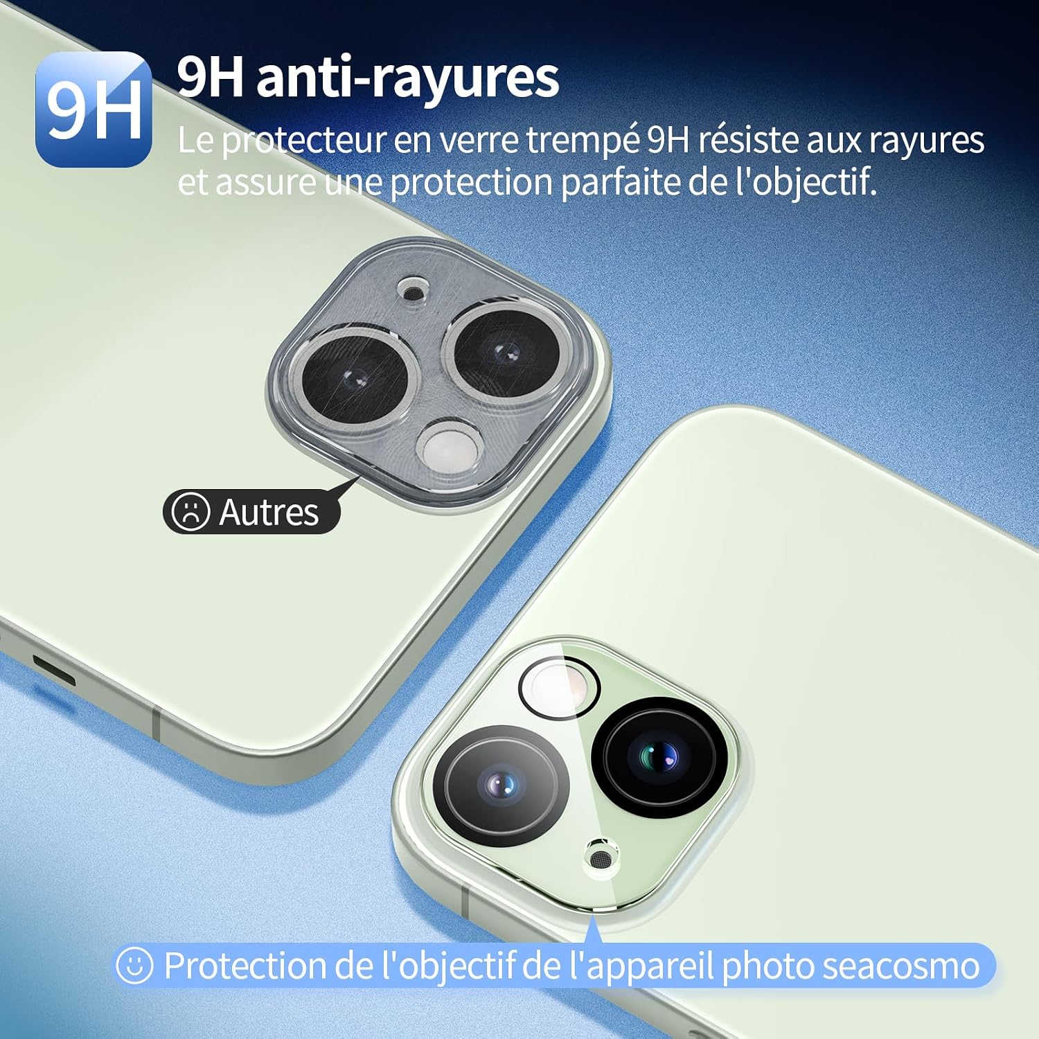 Detalle de seacosmo Coque pour iPhone 15 Plus 6,7 Pouces – Protection intégrale verte avec verre trempé et bumper robuste