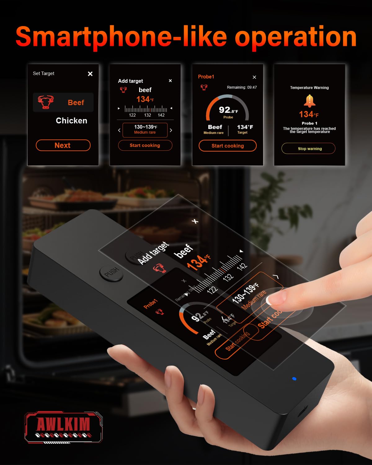Detalle de Bluetooth Wireless Meat Thermometer with App, 800ft Range