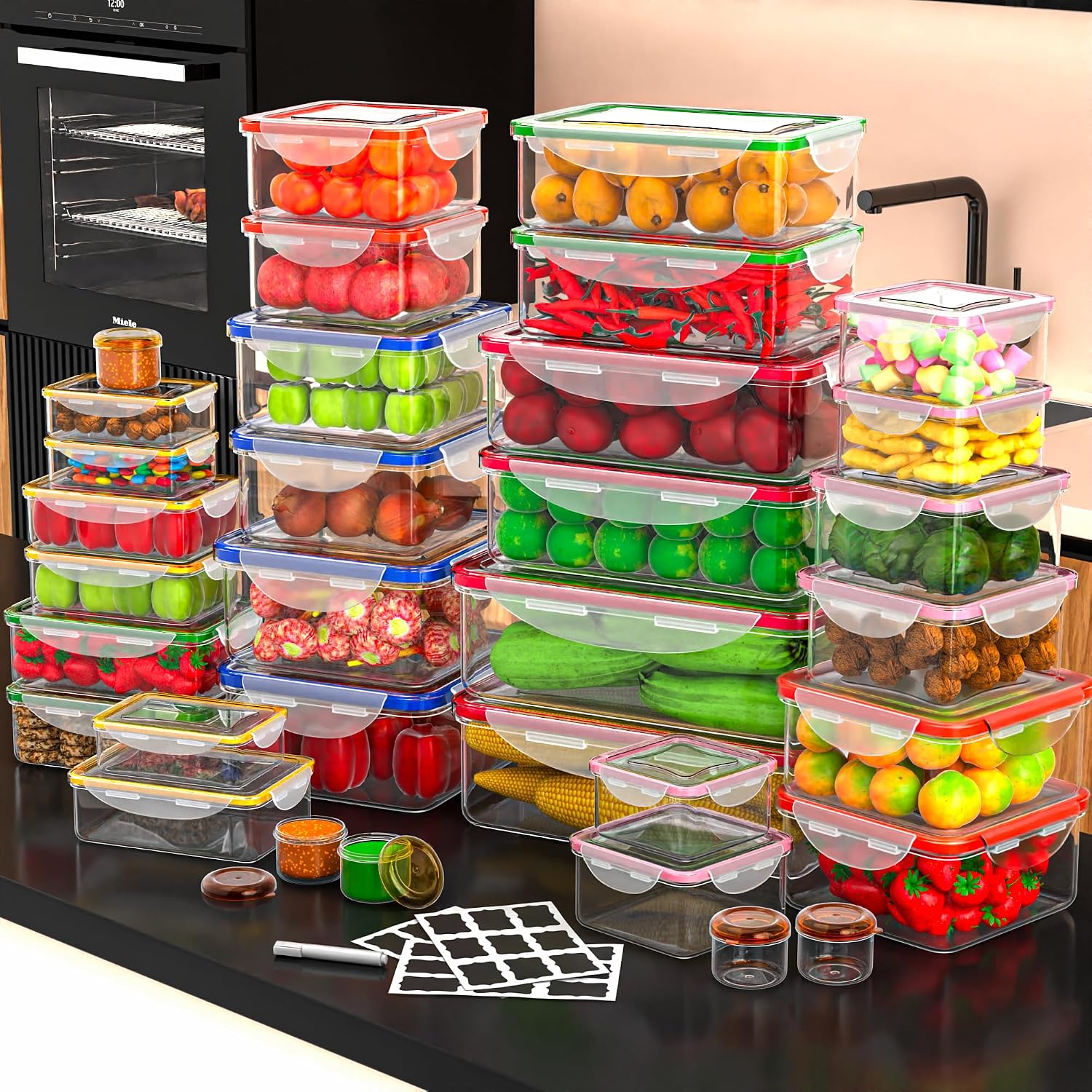 Detalle de RockBerry Food Storage Containers, 35-Piece BPA-Free Airtight Set