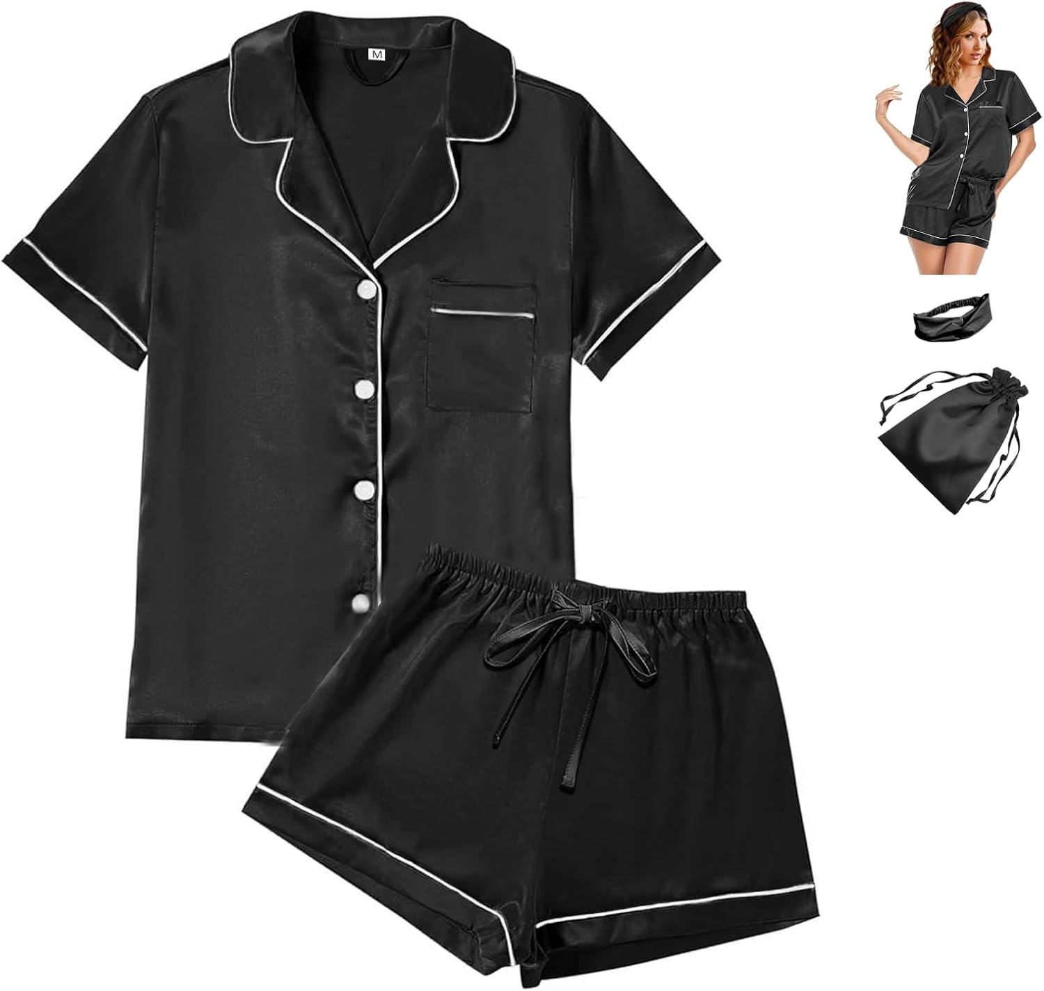 Thumbnail 5 de Floral Satin Pajama Set 4Pcs