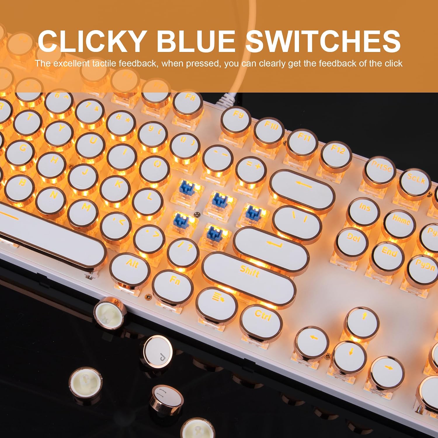 Detalle de Camiysn MK-STORM Typewriter-Style Mechanical Keyboard, 104-Key, Blue Switches