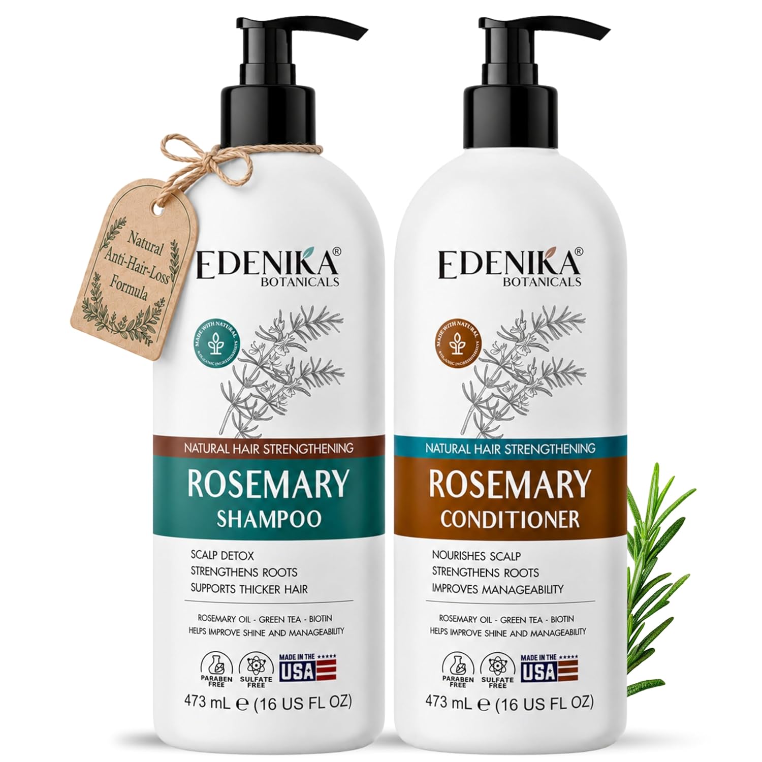 Detalle de Edenika Rosemary Oil Shampoo, Conditioner Set