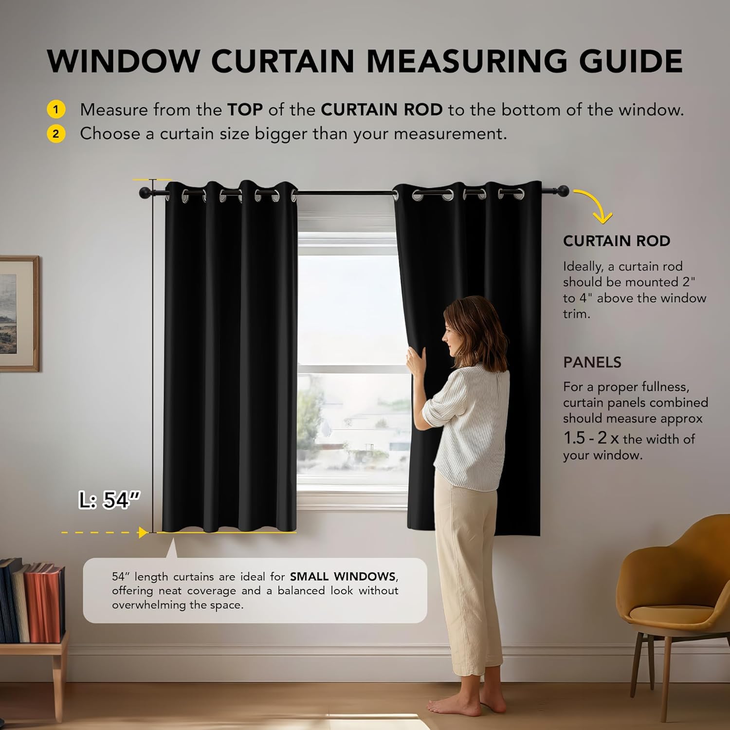 Detalle 2 de Deconovo 46 x 54 inch blackout curtains for bedroom 🪟