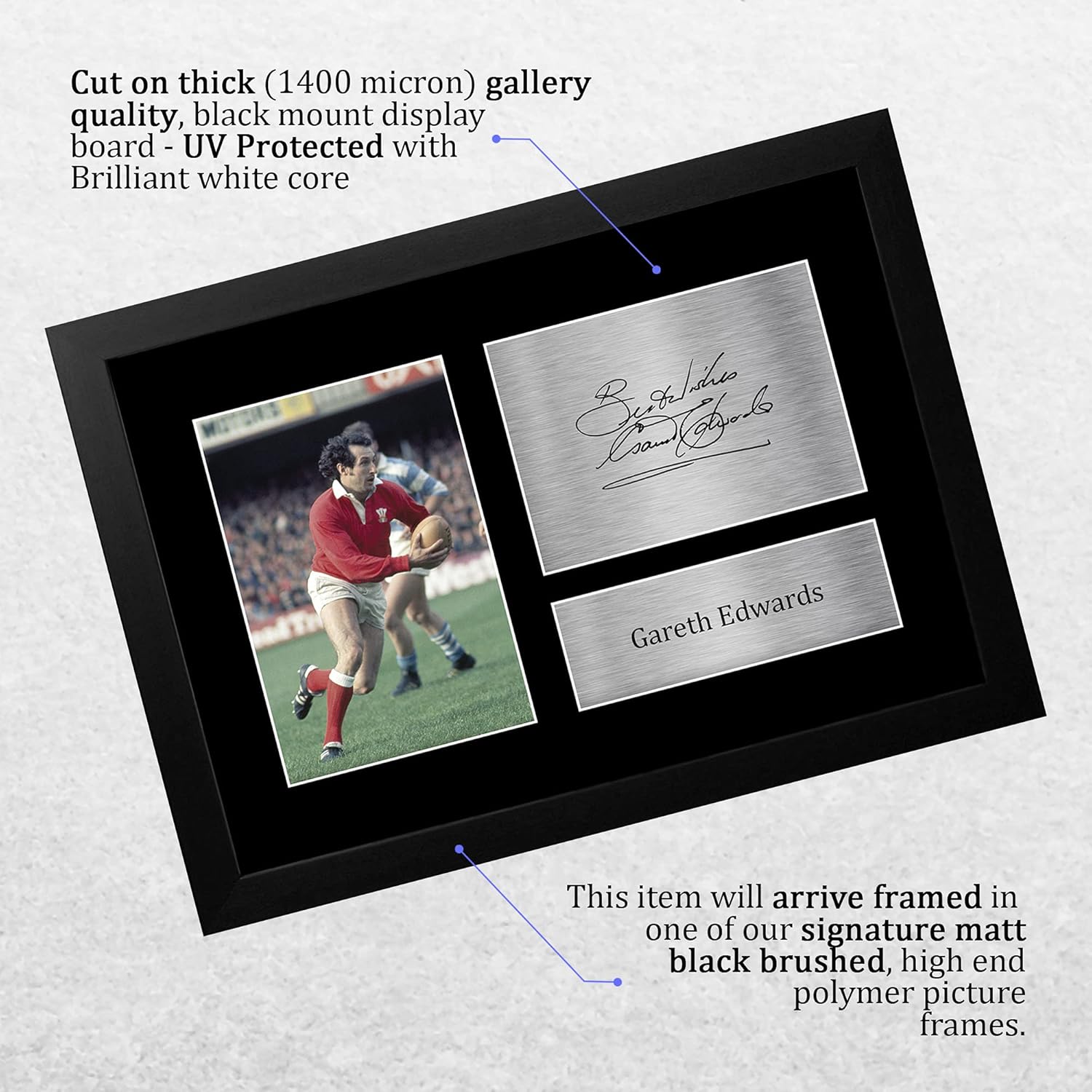 Thumbnail 2 de HWC Trading FR A4 Gareth Edwards Wales framed signed autograph picture (rugby union gift)