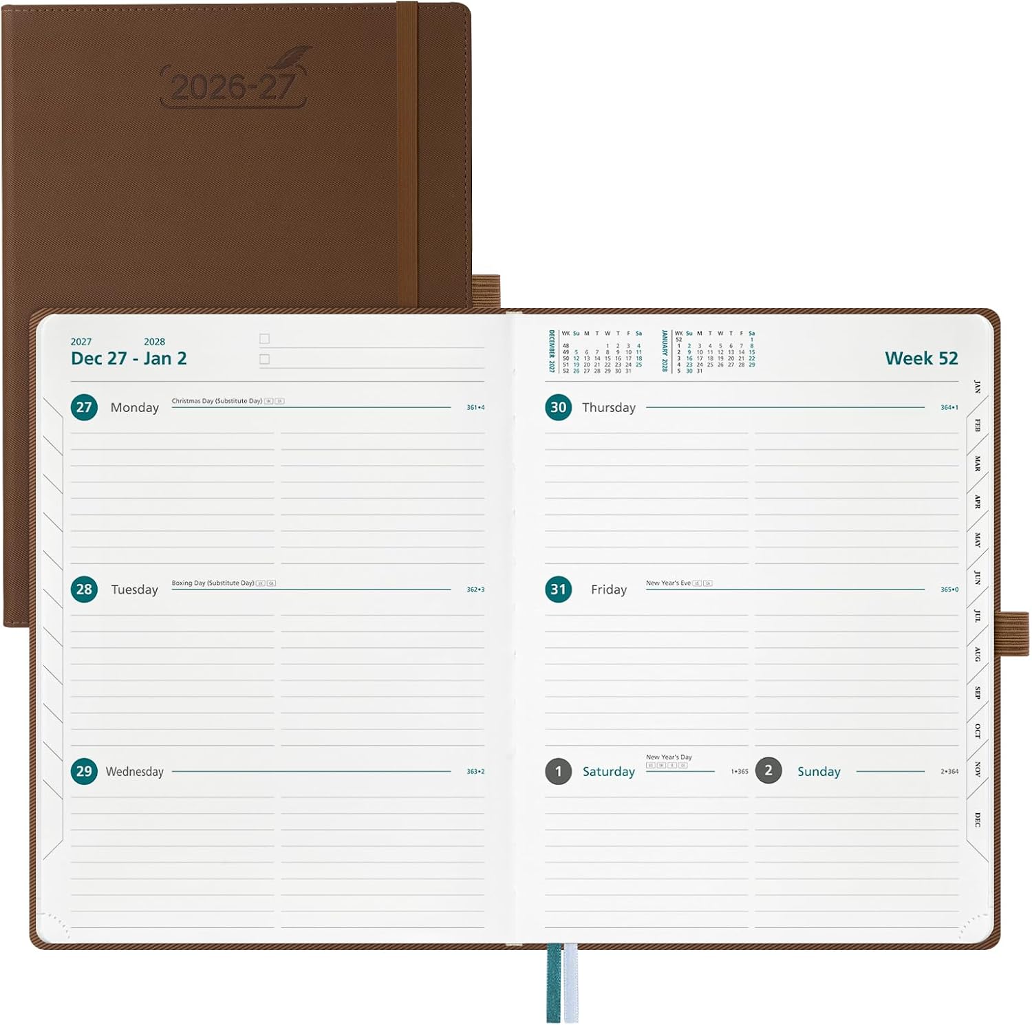 Detalle de BEZEND BZ-AW280C01HZ-27-BN 18-Month Planner, 8.5" x 11", Weekly and Monthly