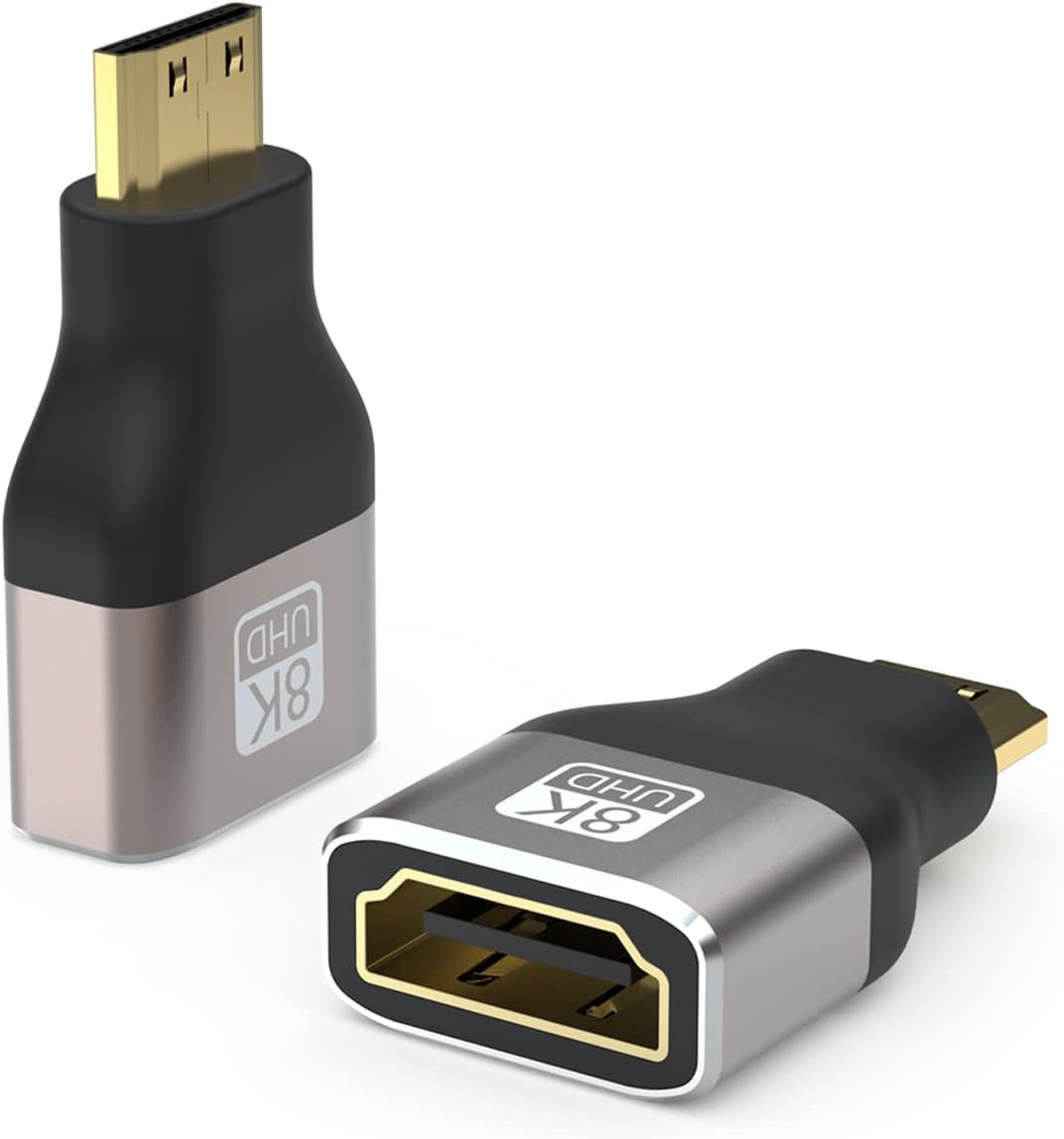 Detalle de VMOJO 8K Mini HDMI (male) to HDMI (female) 2.1 adapter (2-pack) for laptop, camera, projector