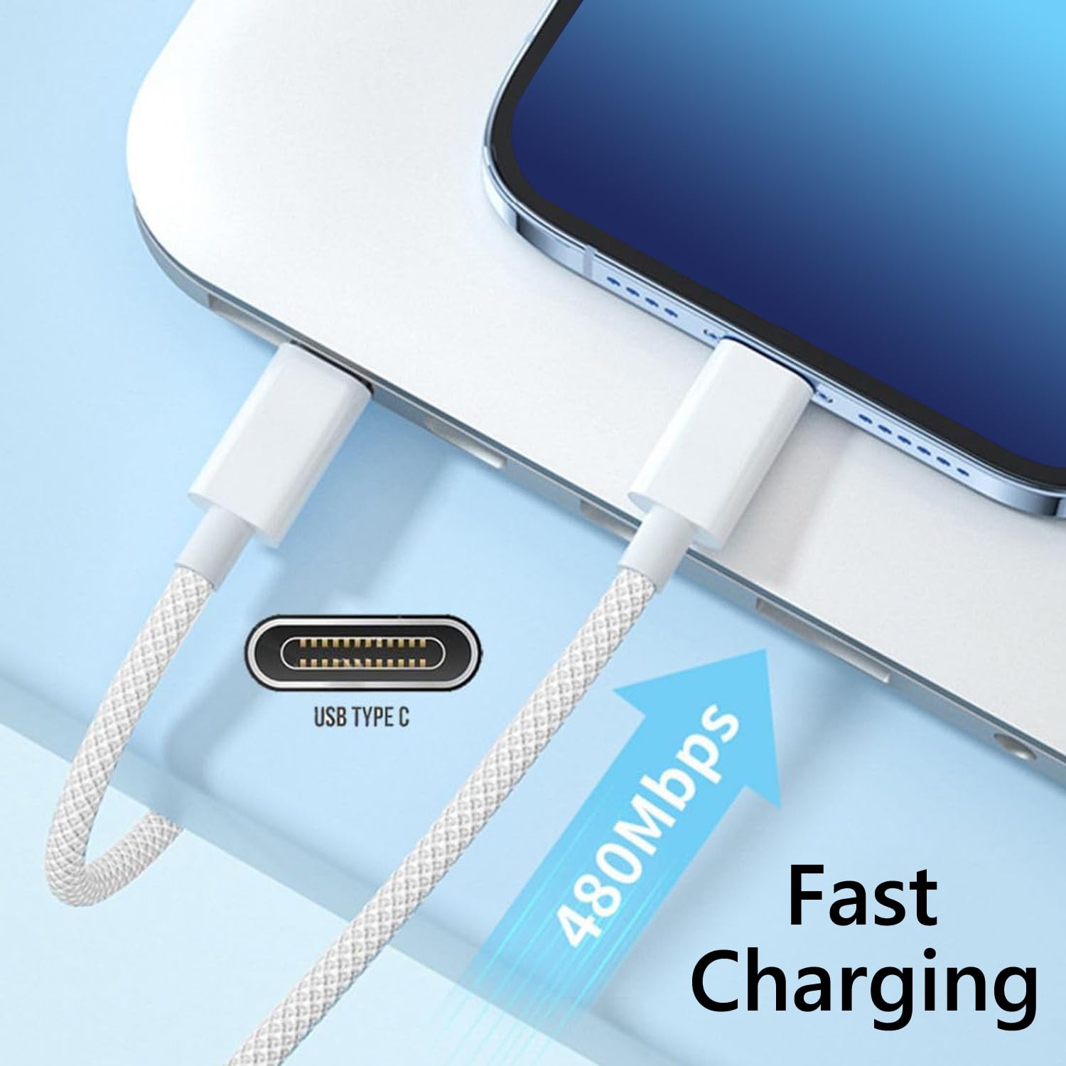 Thumbnail 5 de Extra Long USB-C to USB-C 3m iPhone Charger Cable (Nylon Braided)