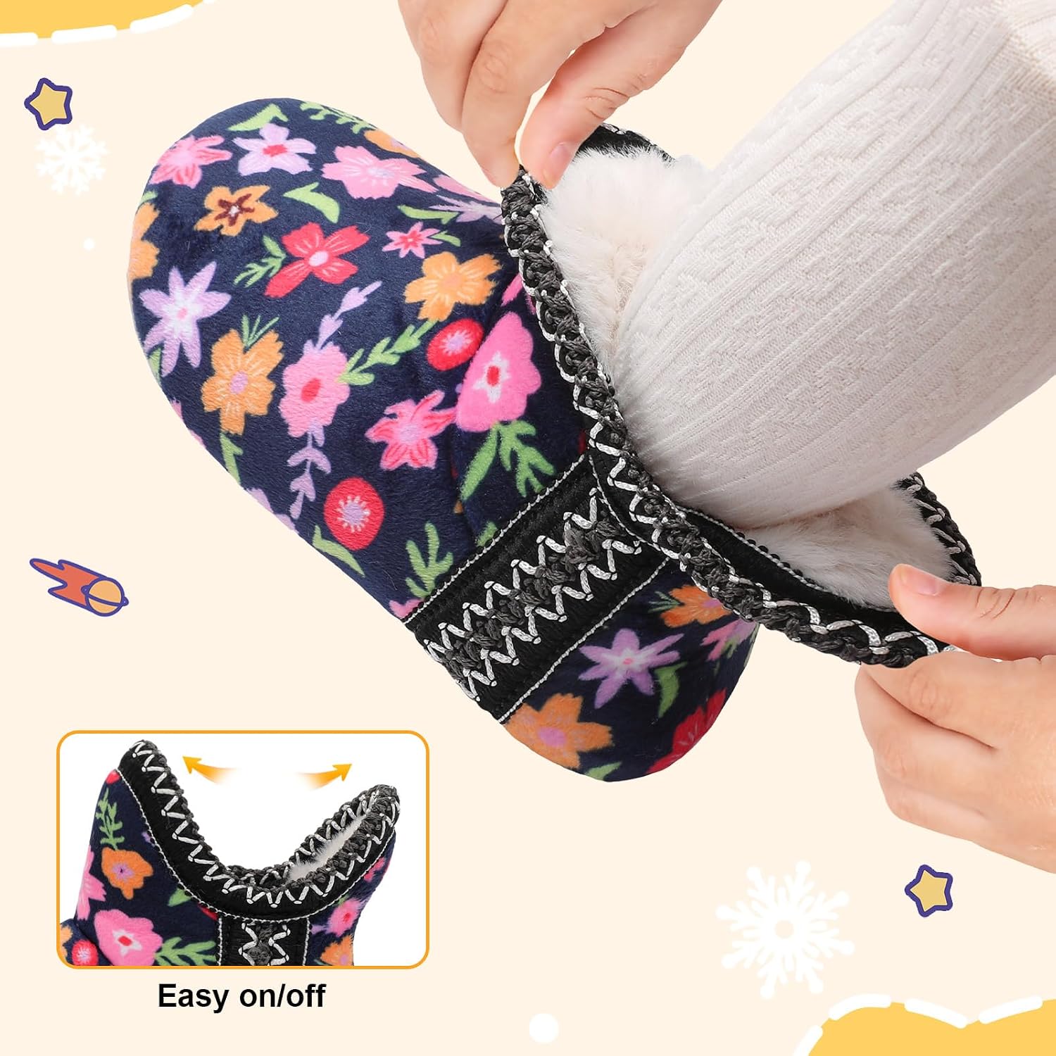 Detalle de LeIsfIt Toddler Slippers with Faux-Fur Lining