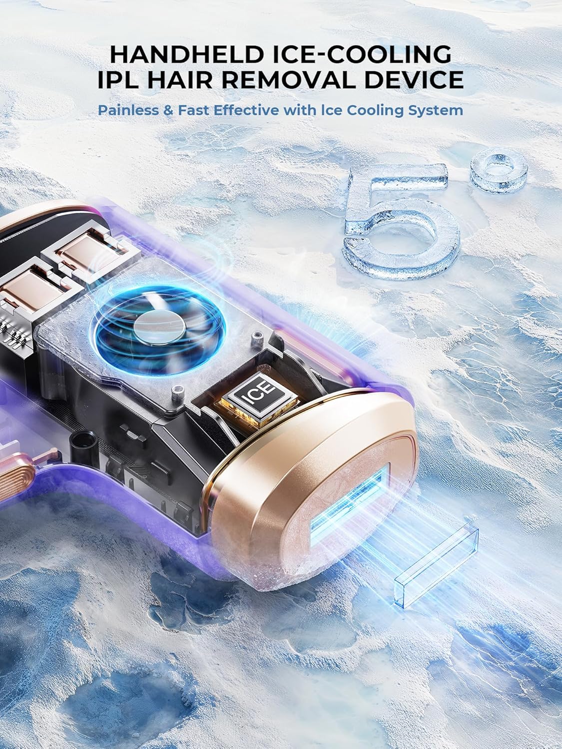 Detalle de 21J IPL Laser Hair Removal Device for Women and Men — Pain-Free Home Treatment with 5°C Ice Cooling