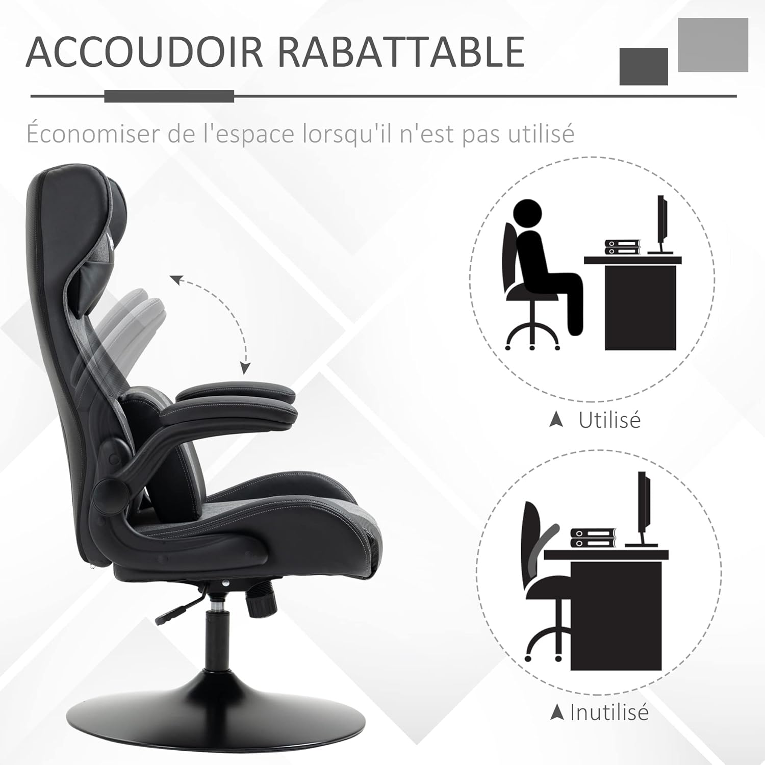 Detalle de Vinsetto Chaise de Gaming Ergonomique — Confort et ajustements pour longues sessions