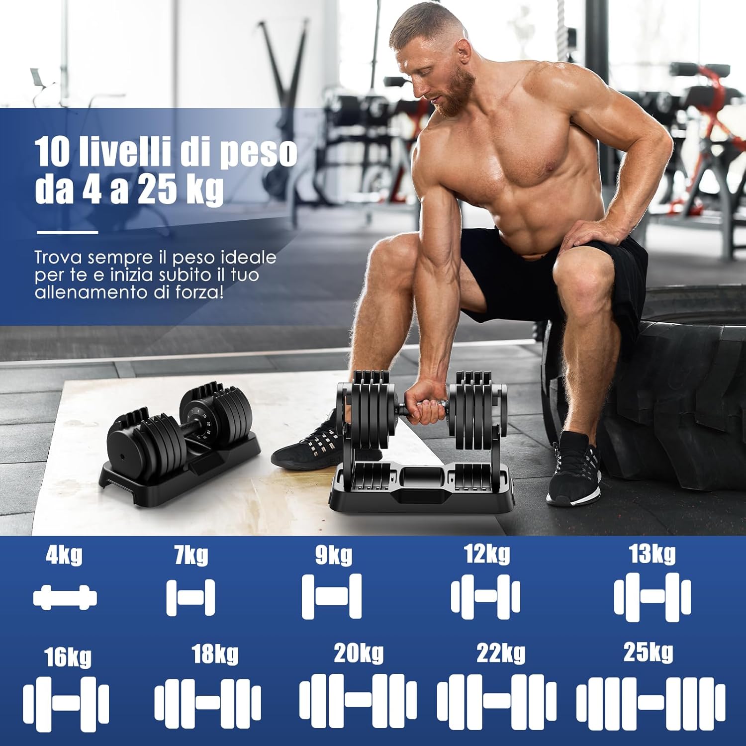 Detalle de DH FitLife 25kg Manubri Regolabili 4–25 kg