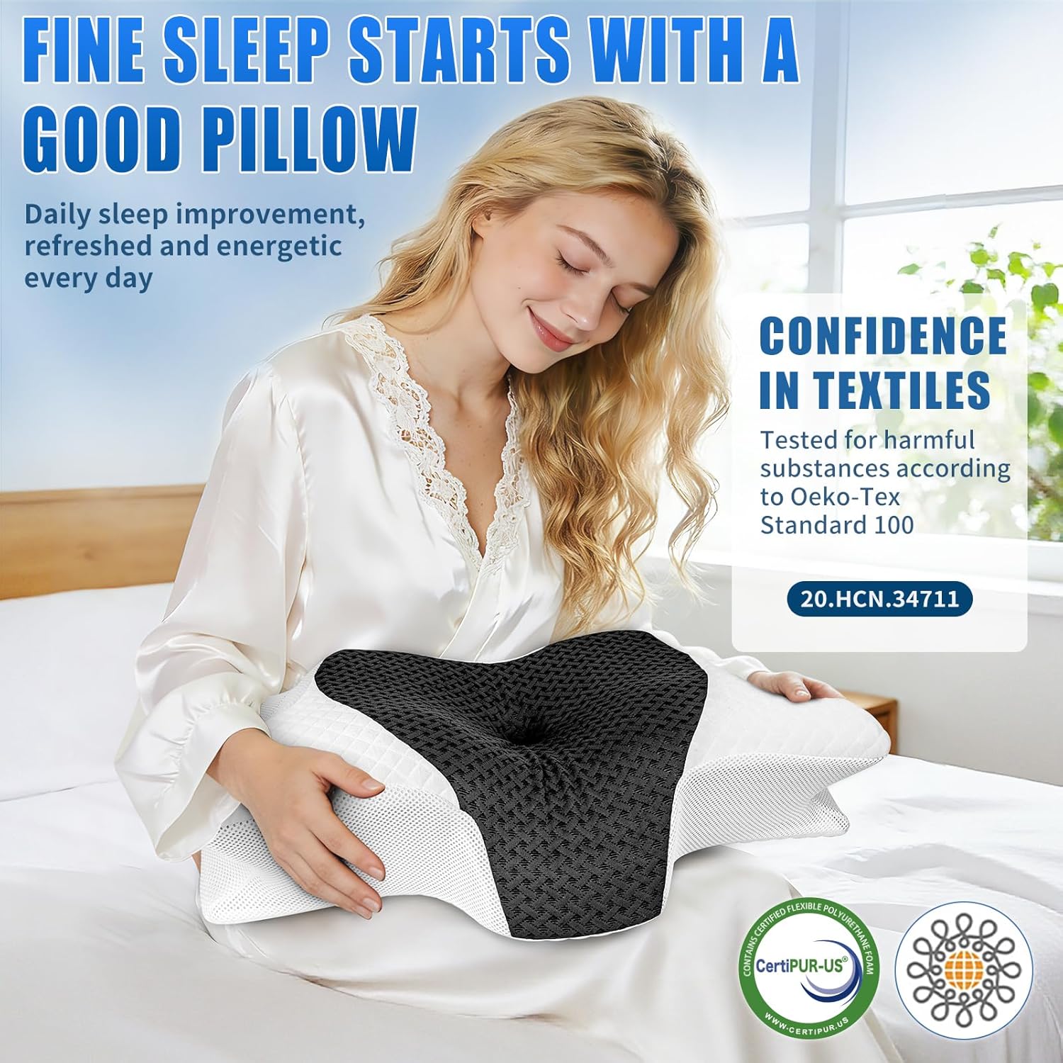 Thumbnail 6 de SAHEYER Cuscino Cervicale 2 in 1 in memory foam, altezze regolabili 60 x 35,5