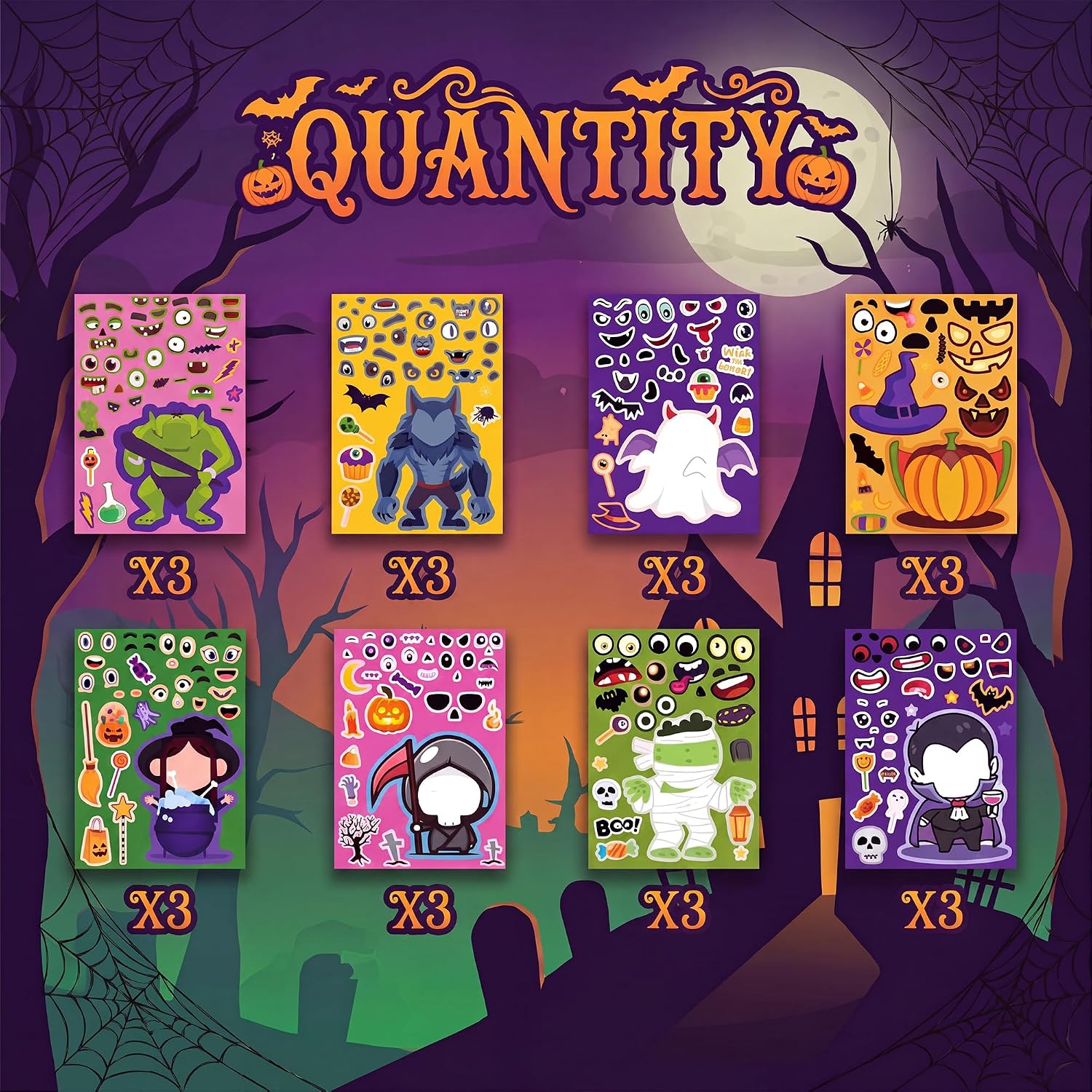 Thumbnail 3 de Riccioofy Halloween Stickers for Kids, 24 DIY Sheets for Crafts and Parties