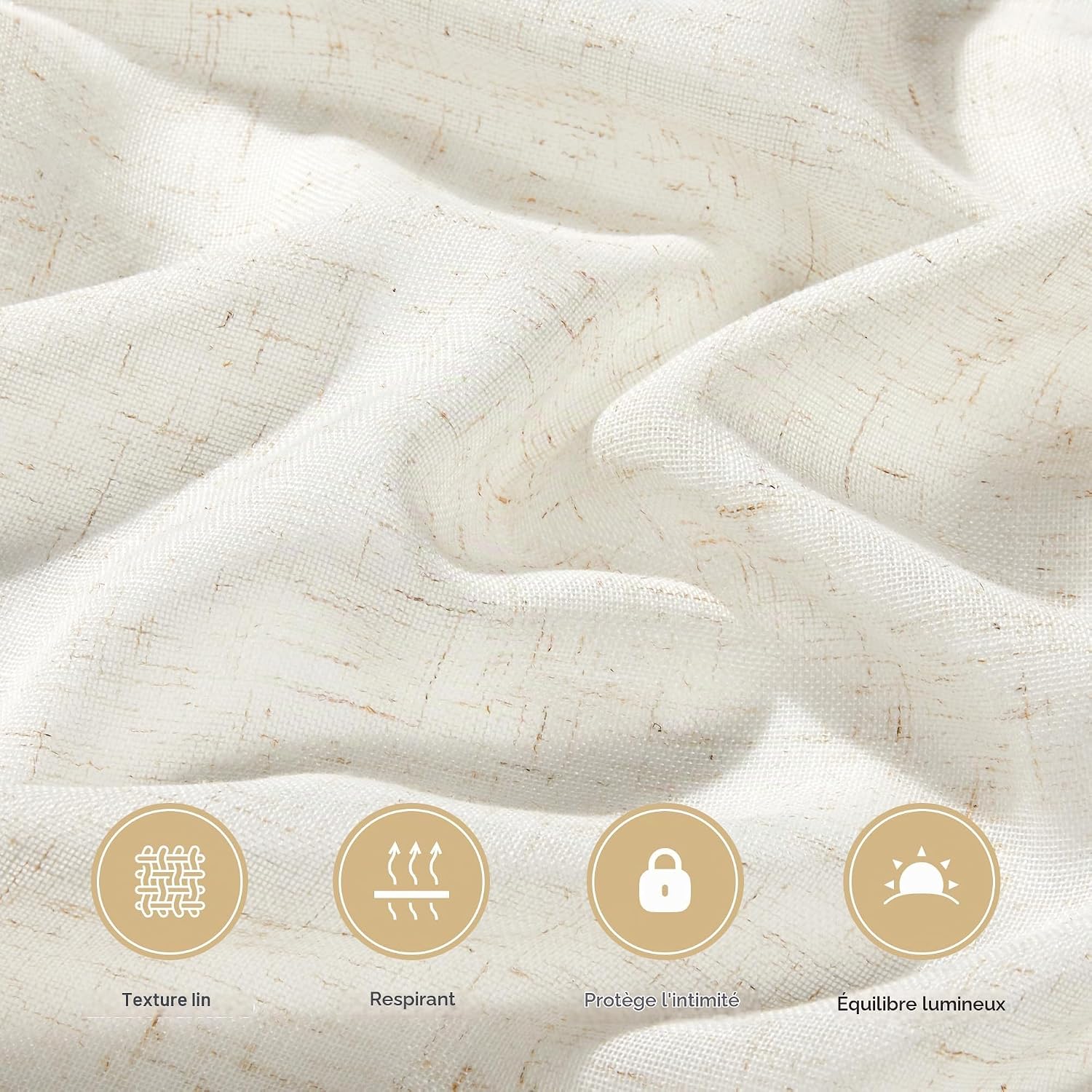 Detalle de Deconovo DECTK02152D-S143 voile gordijnen, linnenlook, lichtfilterend, 140 x 215 cm