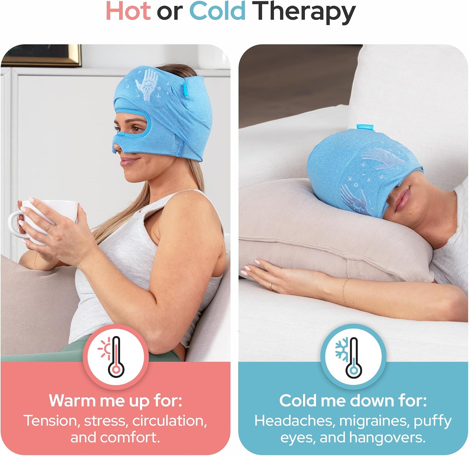 Thumbnail 4 de Soothefy Migraine Relief Cap with Slide-Up Eye Mask
