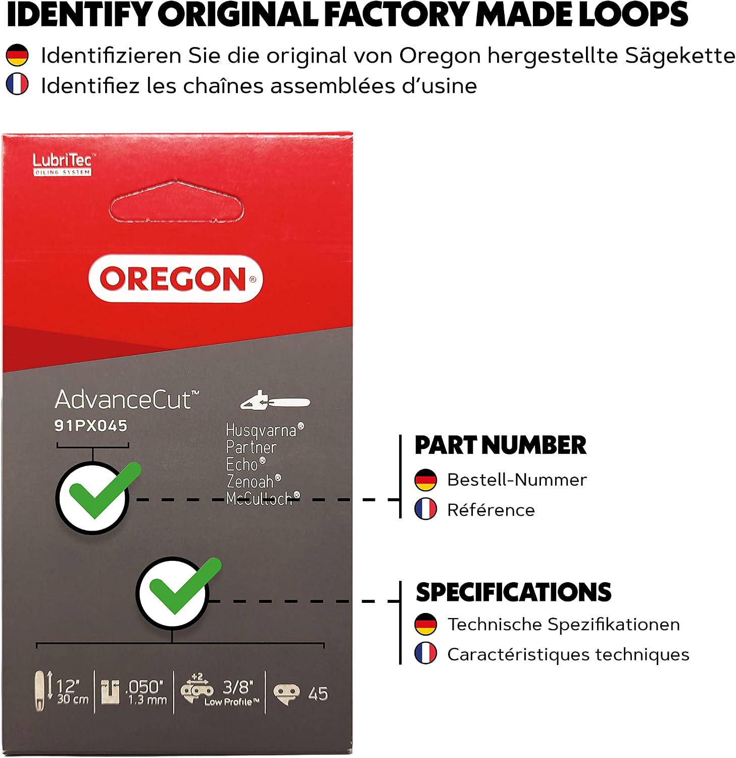 Detalle 2 de Oregon 91PX045E AdvanceCut catena per motosega 45 maglie, 30 cm ⛏