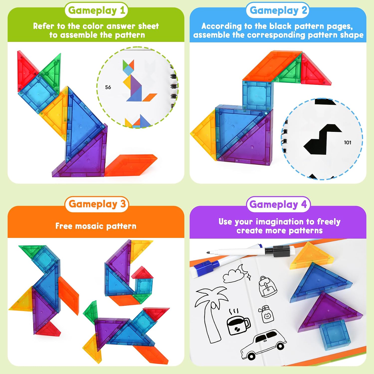 Detalle 2 de Magnetic Travel Tangram Puzzle with 400 Solutions