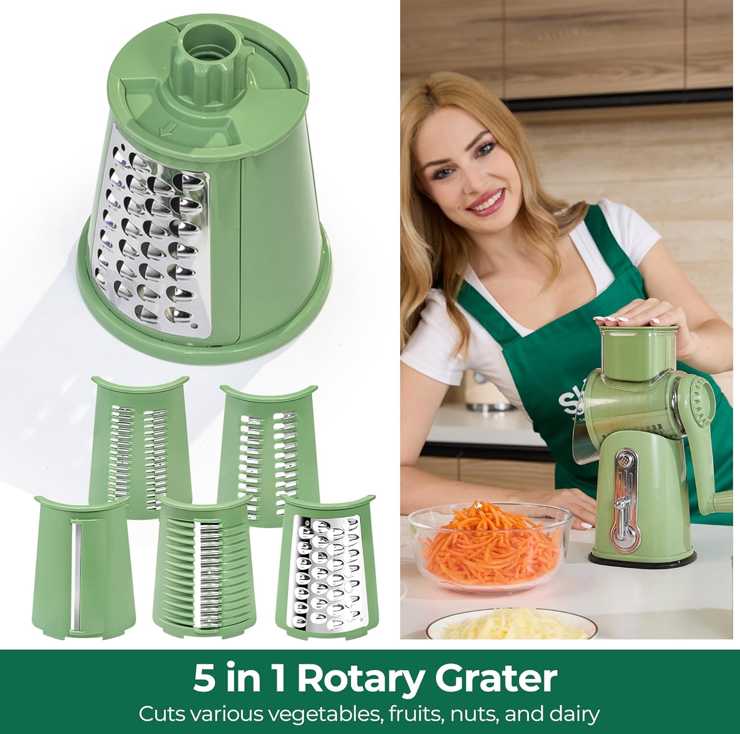Thumbnail 4 de SUSTEAS Rotary Cheese Grater 🧀
