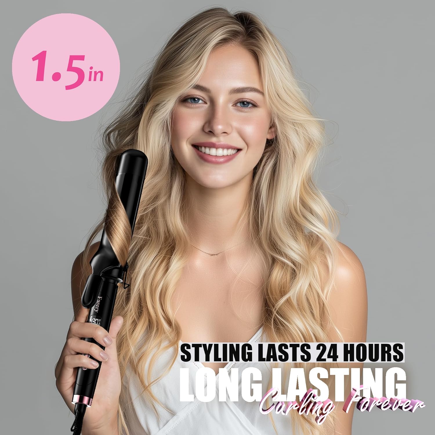 Thumbnail 1 de Farery 1.5 Inch Curling Iron for Long Hair — Lightweight Ceramic Barrel with Argan Oil & Keratin