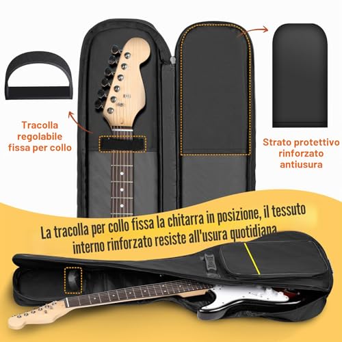 Thumbnail 4 de CAHAYA Borsa per Chitarra Elettrica Imbottita 104x40x7cm con tasca frontale e 3 modalità di trasporto