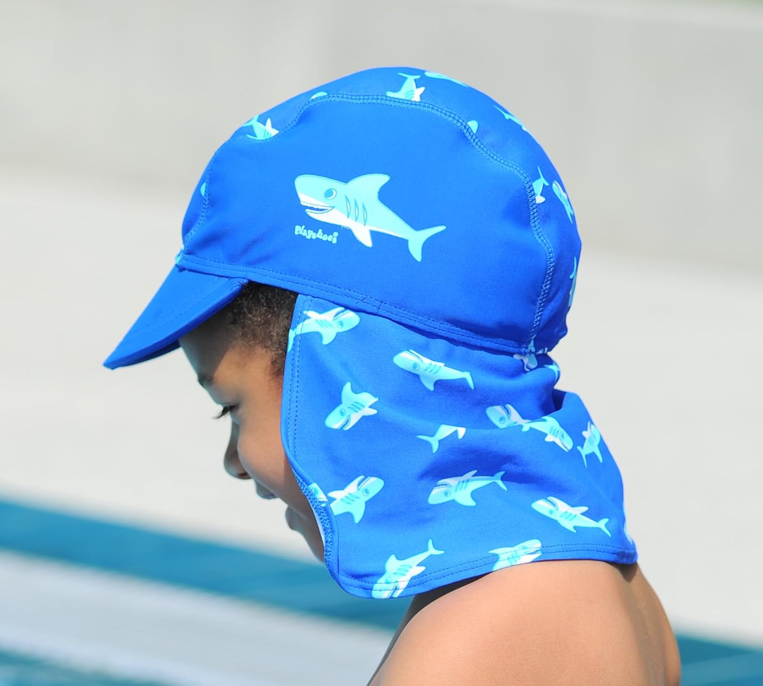 Detalle 1 de Playshoes Bonnet Garçon – Chapeau de natation anti-UV Shark Bleu (Original FR: 1 Mois, Taille fabricant 53)