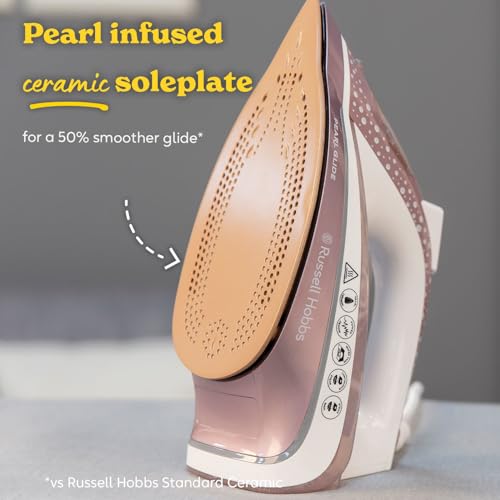 Detalle de Russell Hobbs Pearl Glide Steam Iron with Pearl Infused Ceramic Soleplate