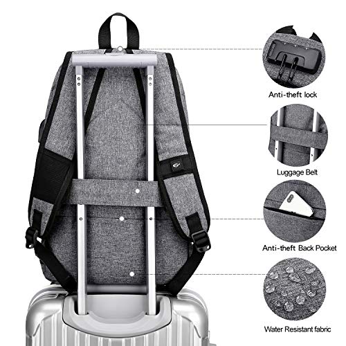 Detalle de WENIG Sac à Dos Anti-Vol 15.6 Pouces — Étanche, USB Charging Port et Organisation Optimale pour Bureau/Voyage
