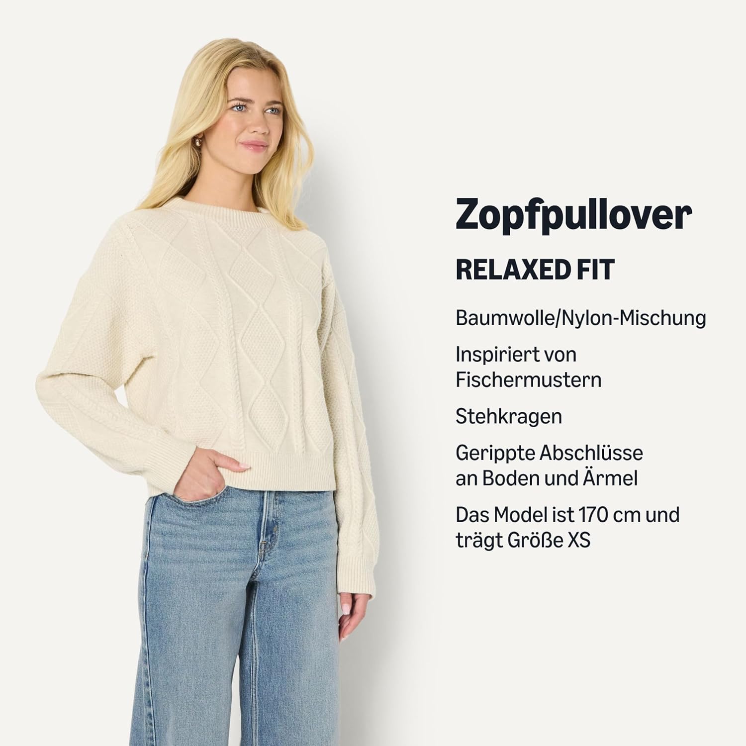 Thumbnail 3 de Amazon Essentials Damen Relaxed-Fit Rundhalsausschnitt Zopfmuster – lockere Passform, klassischer Stil