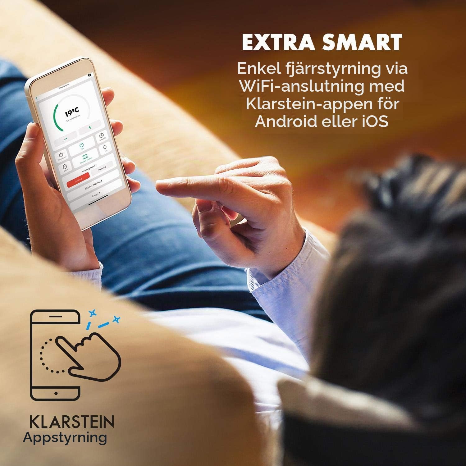 Detalle 2 de Klarstein Smartwave infravärmare för uteplats, 2400 W, WiFi och kolfiberrör