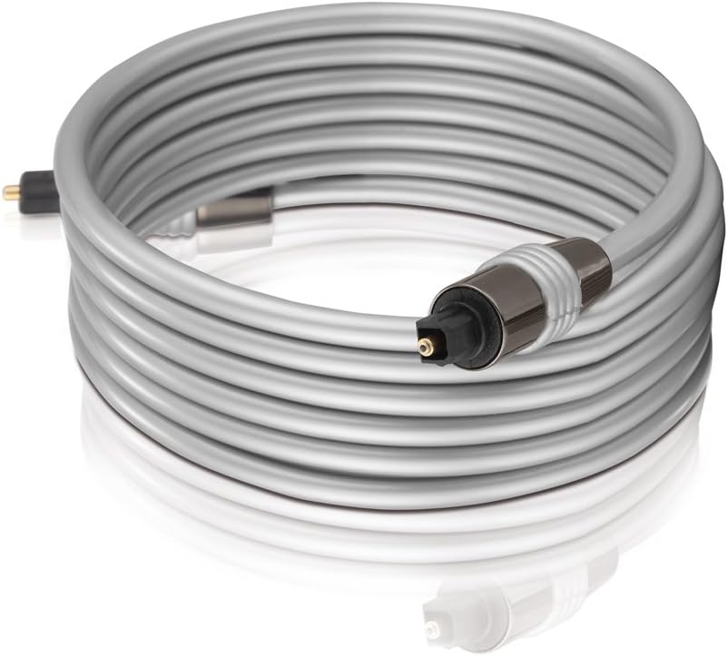 Detalle de HD Supply TC030-100 Toslink S/PDIF Audio Kabel – optisch LWL, Stecker-Stecker, Ø 6,0 mm, 10 m, Grau